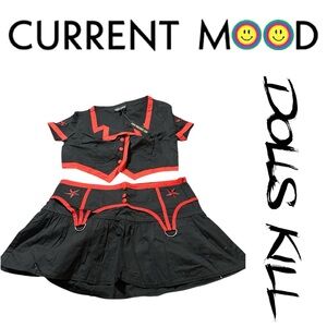 Doll’s Kill Current Mood NWT Lover’s Lane Crop Shirt Large Shirt and Skirt Set L